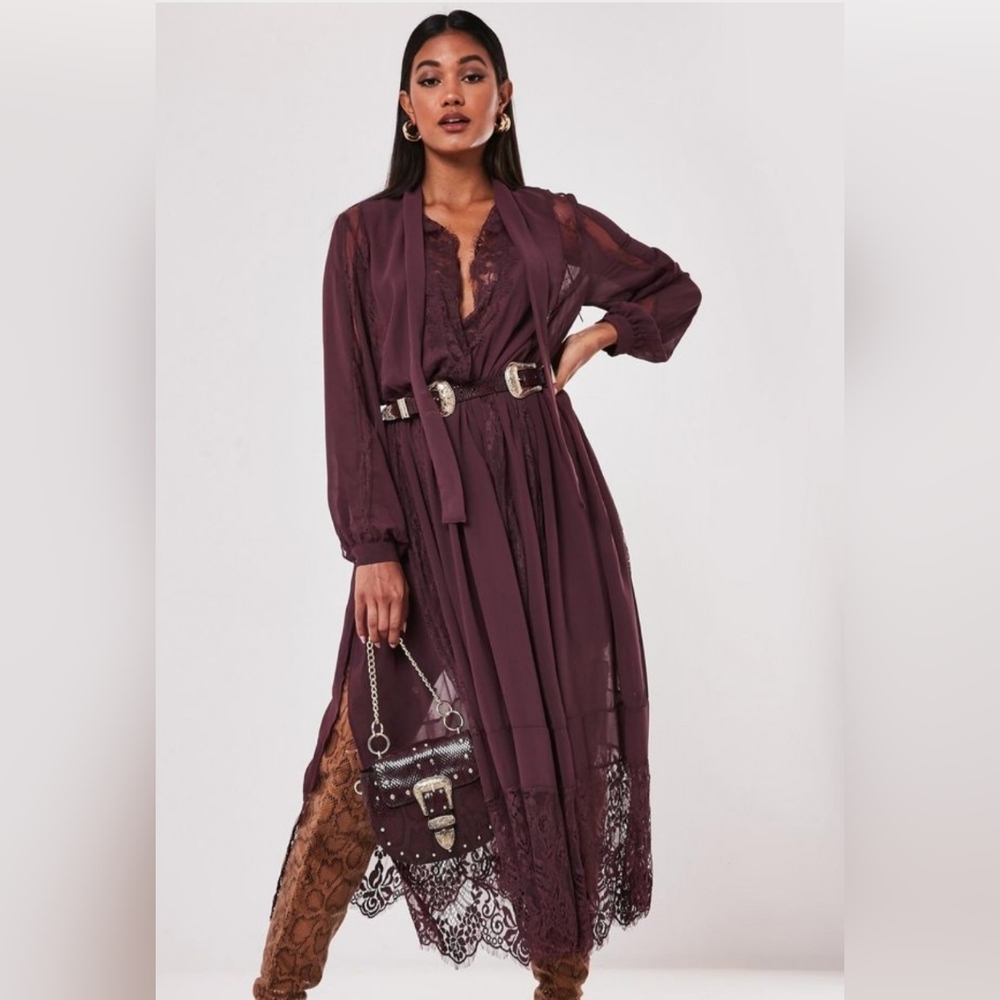 Misguided midi dress size 4 burgundy